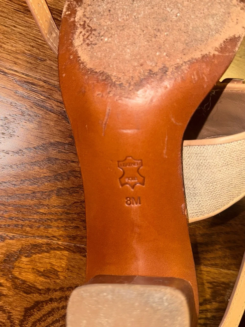 Tory Burch Tan Leather & Canvas Logo-Buckle Sandals